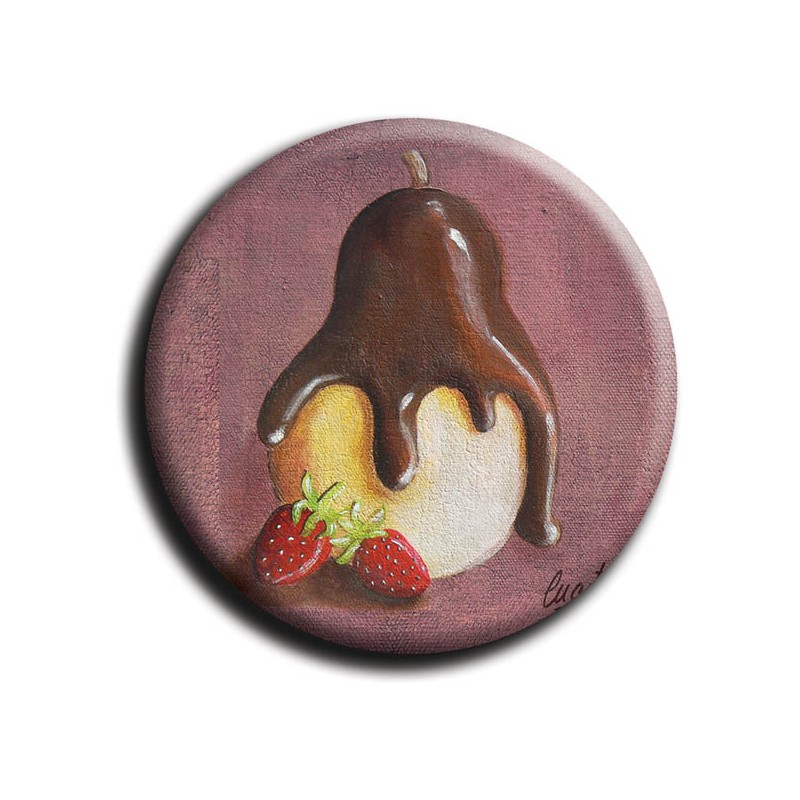Aimant rond 38 - Poire au chocolat - 45mm