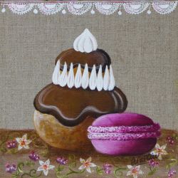 Carte 128 - Religieuse au chocolat et macaron