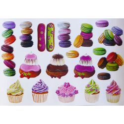 Sticker détouré gourmandises 1 cupcakes - macarons - religieuses