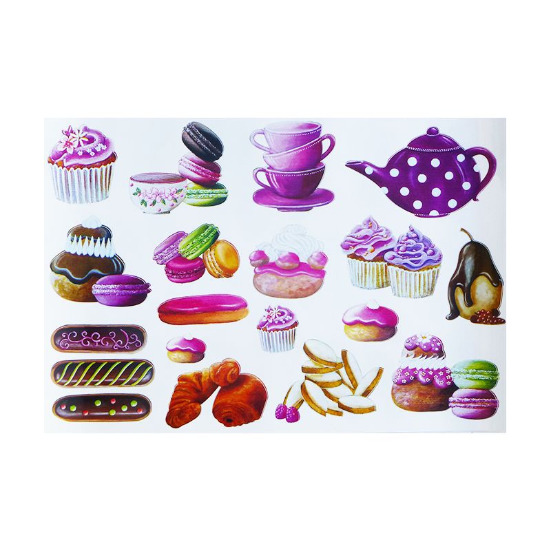 Sticker détouré gourmandises 2 cupcakes - macarons - religieuses