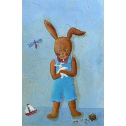 Tableau Enfant Lapin 20x30