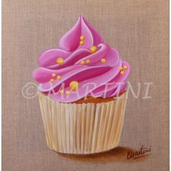 Tableau cupcake rose 30x30